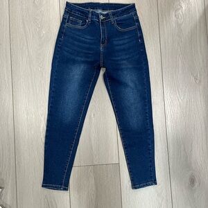 SHEIN Dark Blue Zipper Fly Skinny Jeans